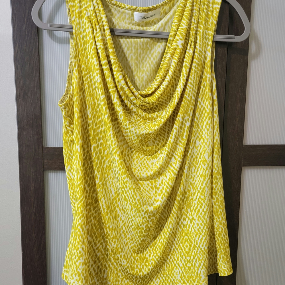 Calvin Klein Yellow Draped Tank Top Size M